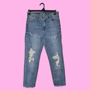 Wild Fable Blue Distressed High Rise Mom Jeans